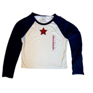 Modernlux Raglan Tee XXL White/Navy Star Print Crew neckline  Cotton/Polyester